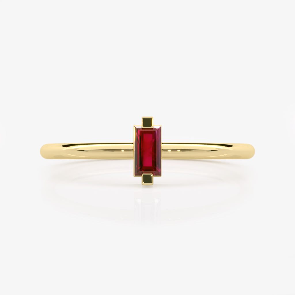 Lab Grown Baguette Ruby Ring