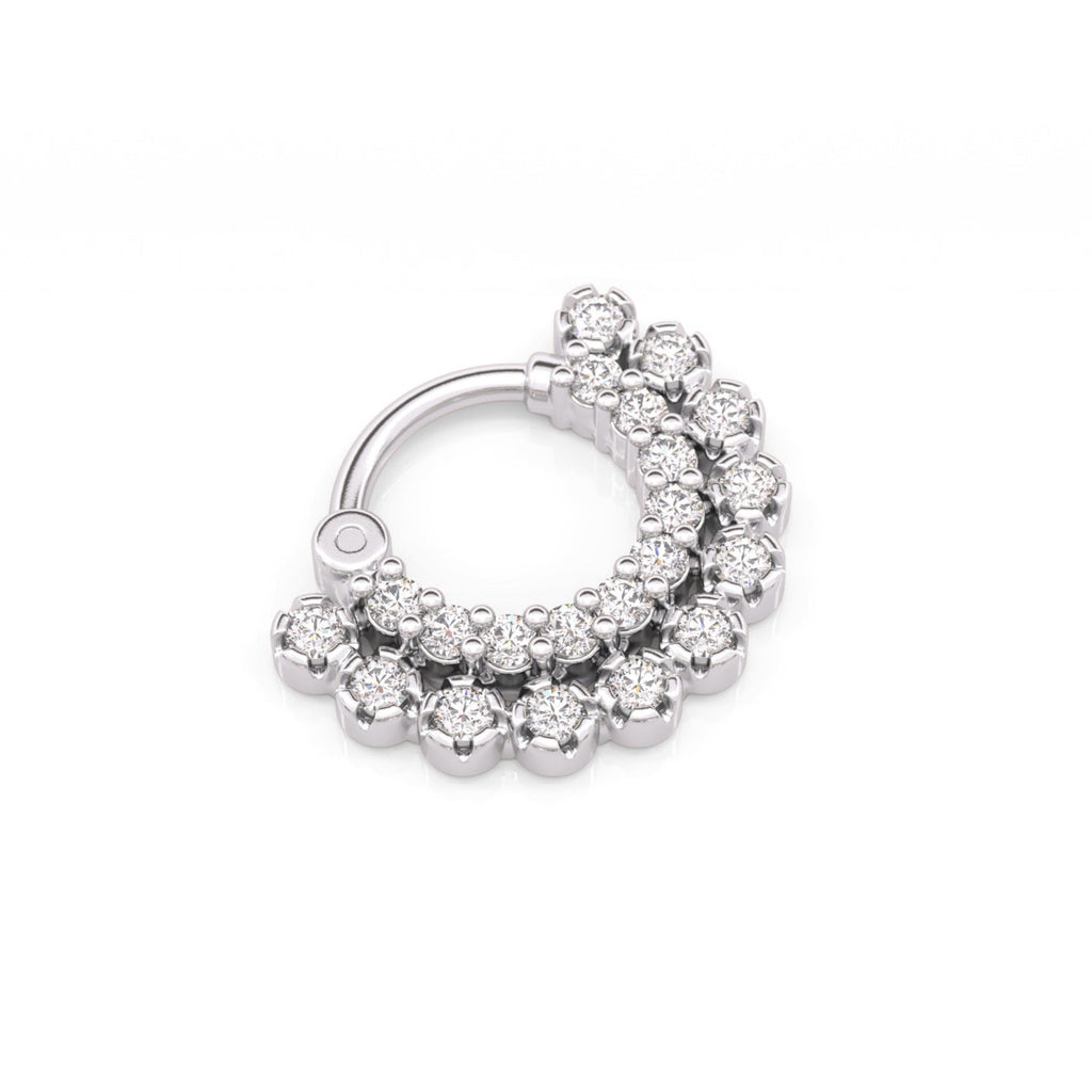 Double Diamond Clicker Hoop Earring