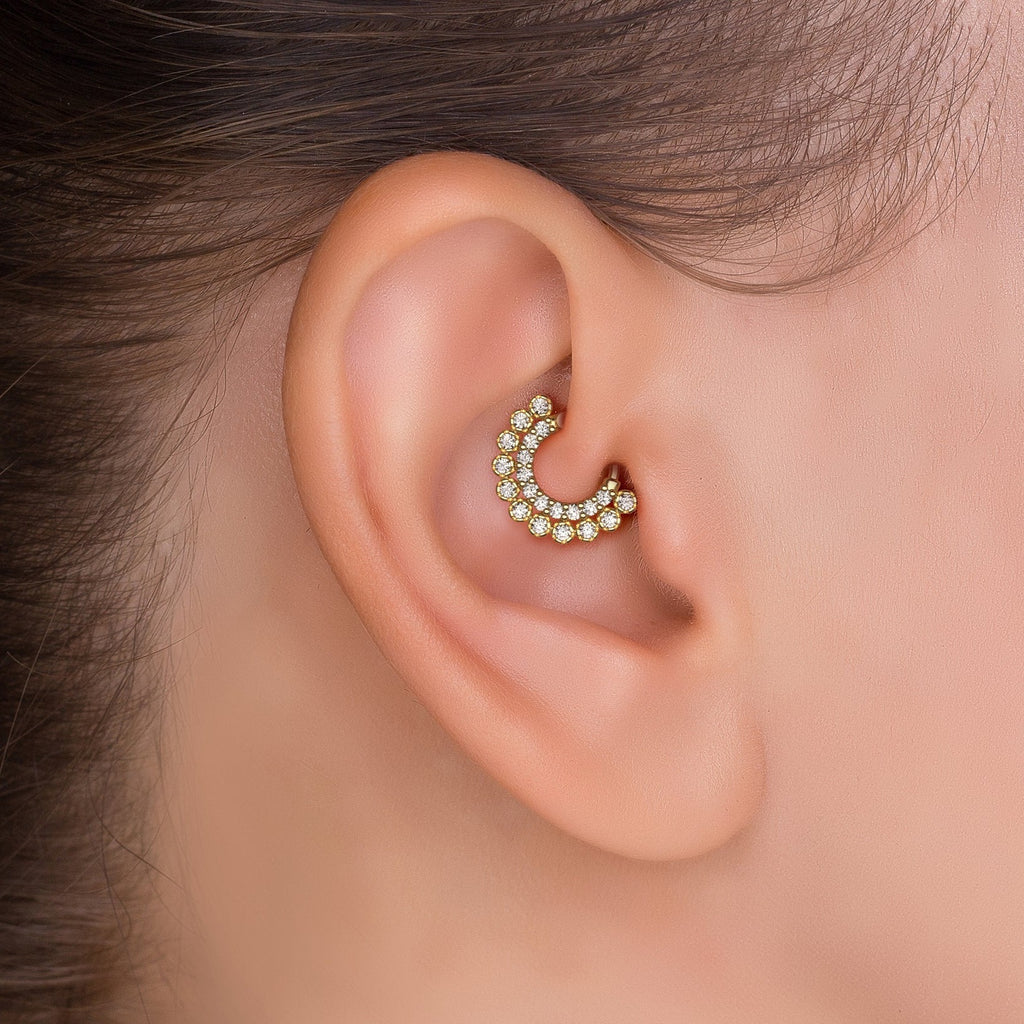 Double Diamond Clicker Hoop Earring