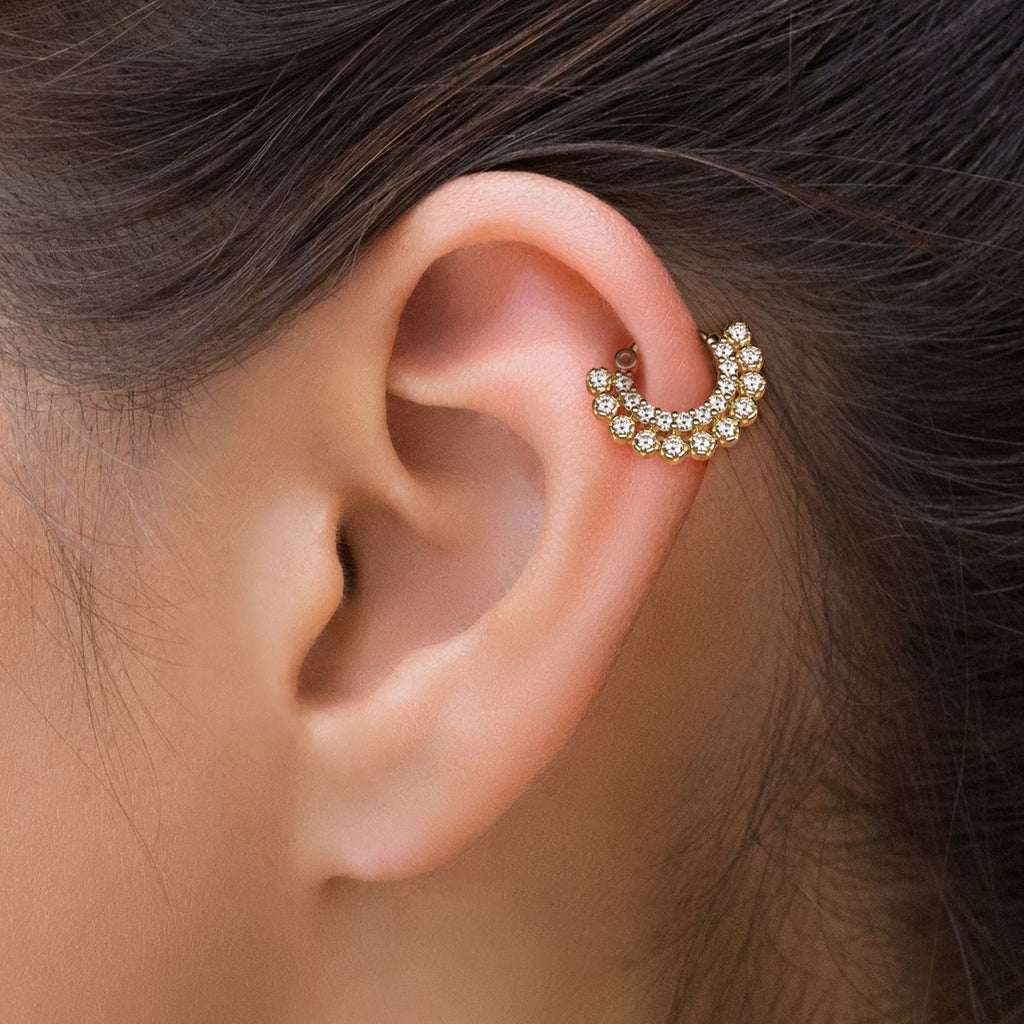 Double Diamond Clicker Hoop Earring