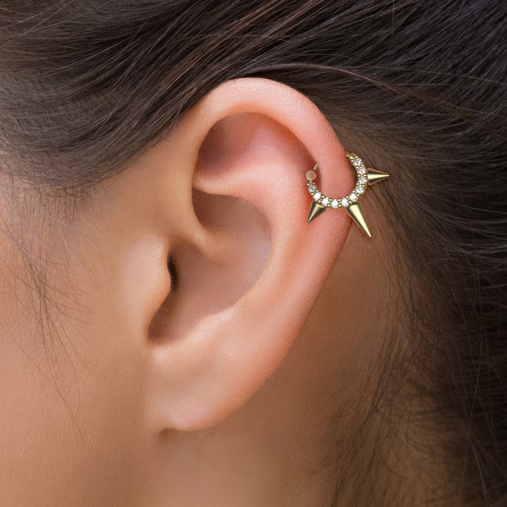 Diamond Spike Clicker Hoop Earring