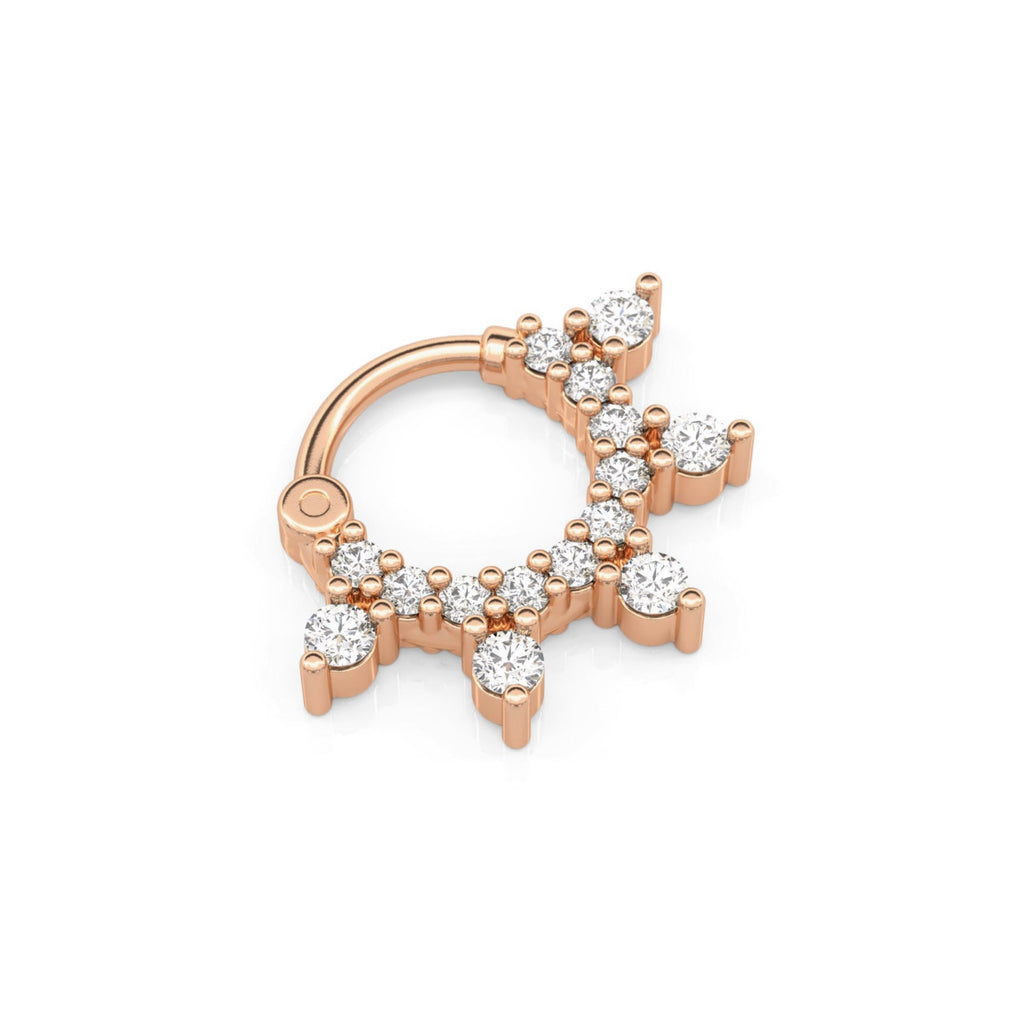 Lotus Diamond Clicker Hoop Earring