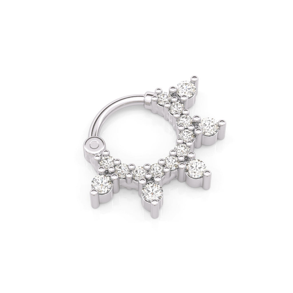 Lotus Diamond Clicker Hoop Earring