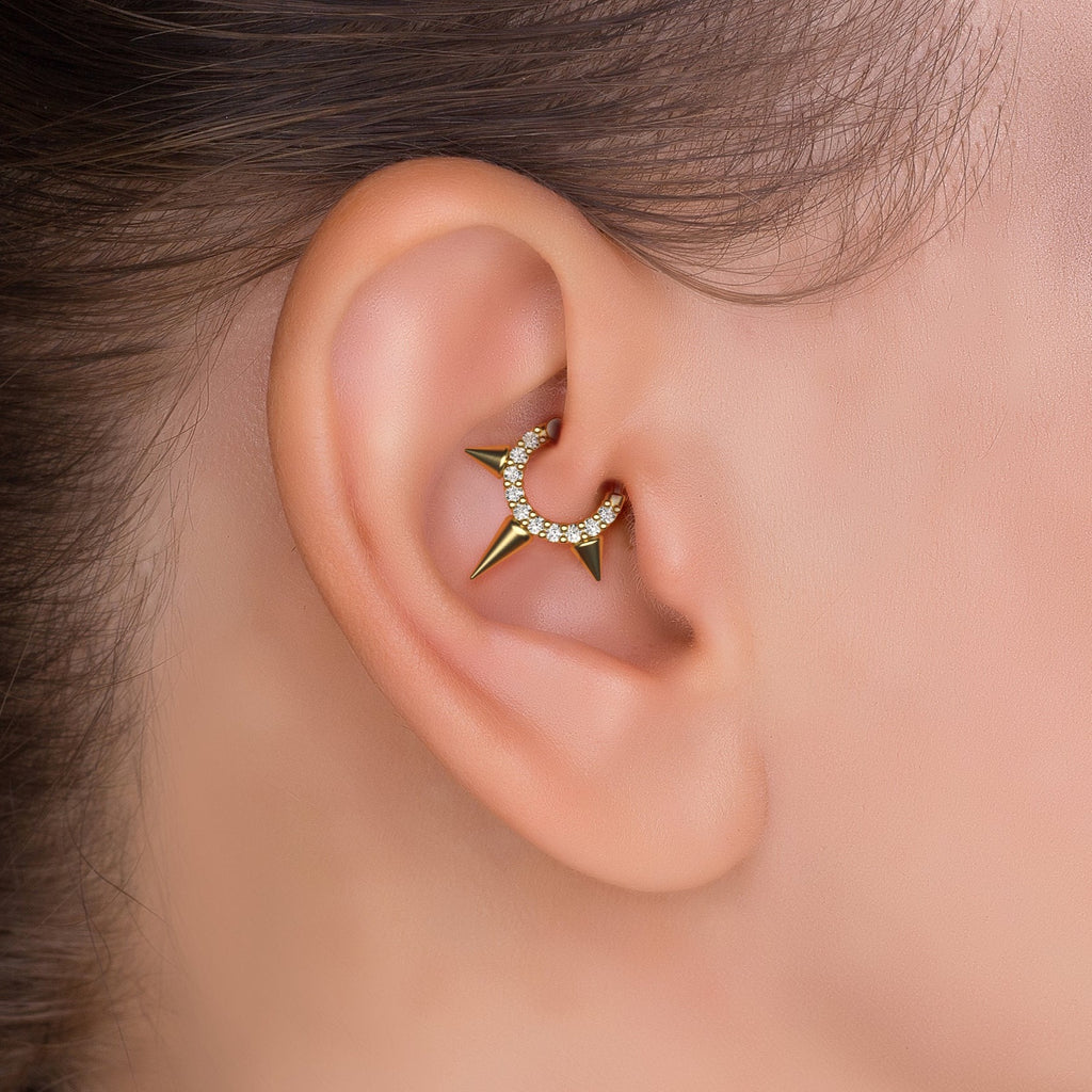 Diamond Spike Clicker Hoop Earring