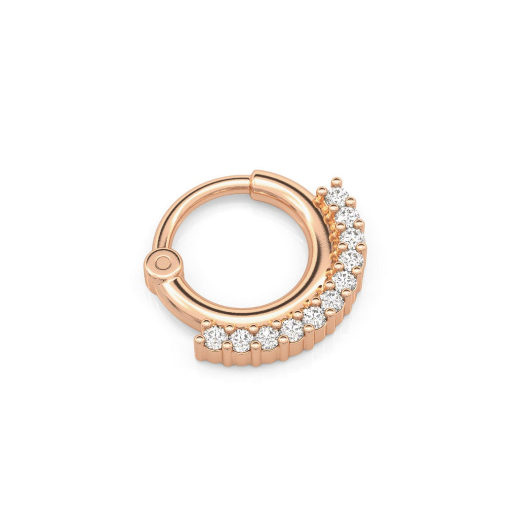 Modern Diamond Clicker Hoop Earring