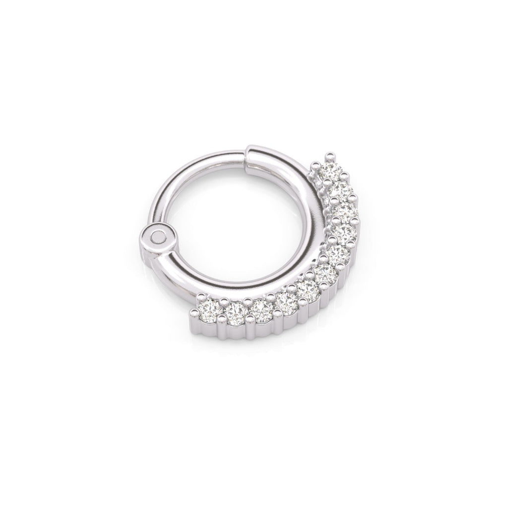 Modern Diamond Clicker Hoop Earring