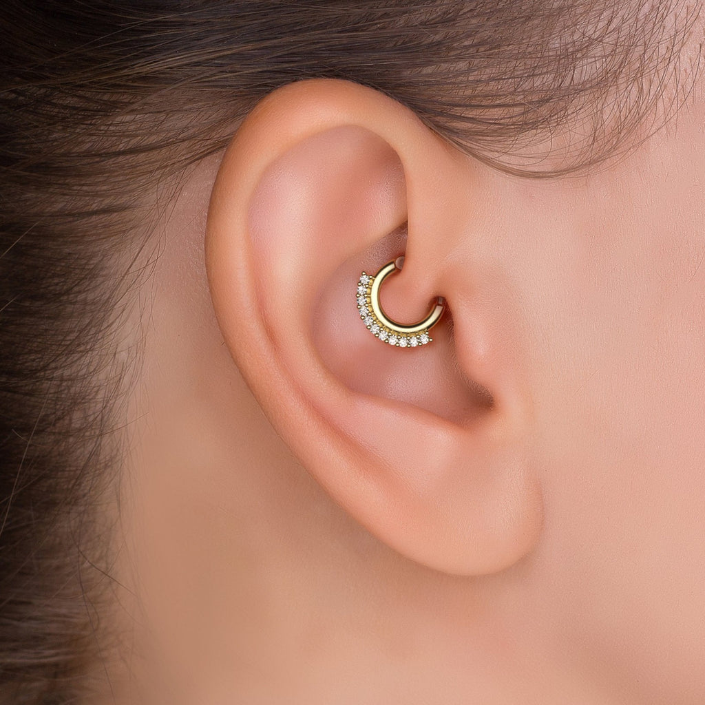 Modern Diamond Clicker Hoop Earring