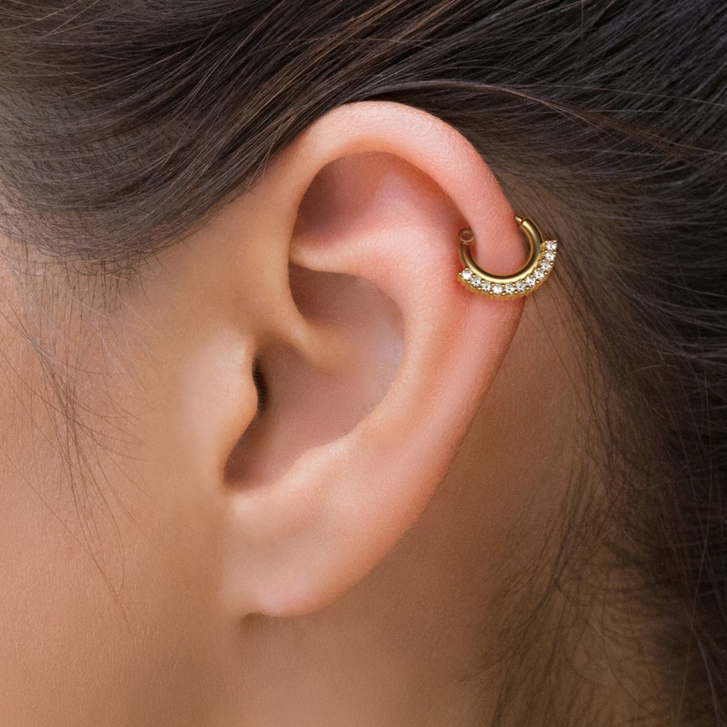 Modern Diamond Clicker Hoop Earring