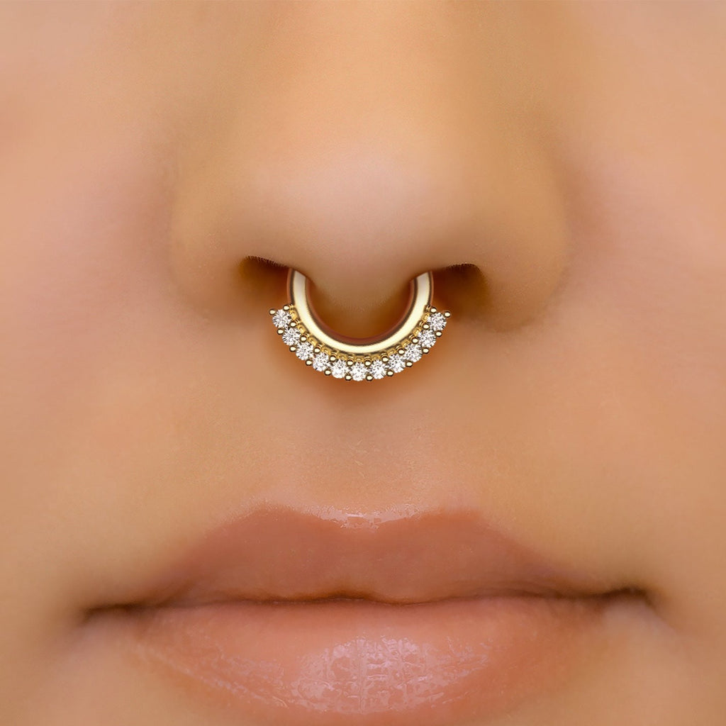 Modern Diamond Clicker Hoop Earring