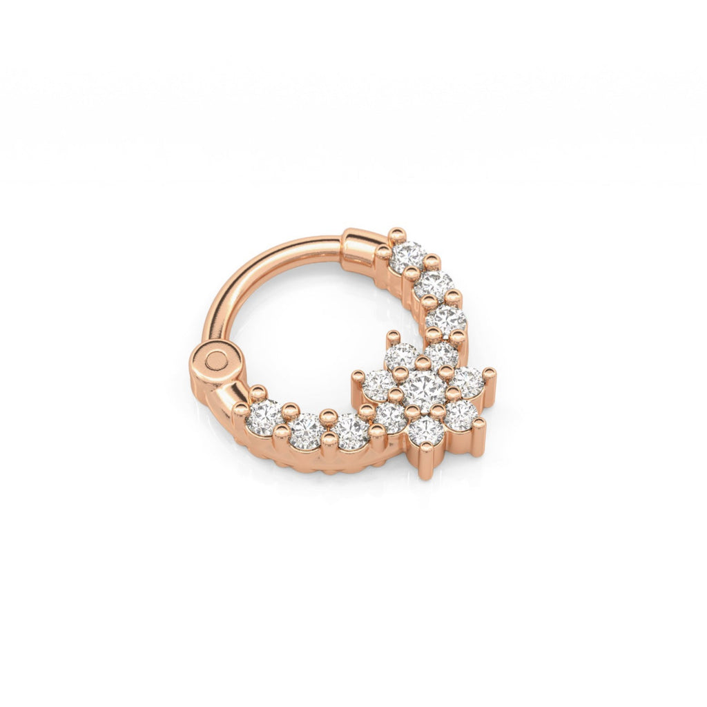 Flower Diamond Clicker Hoop Earring