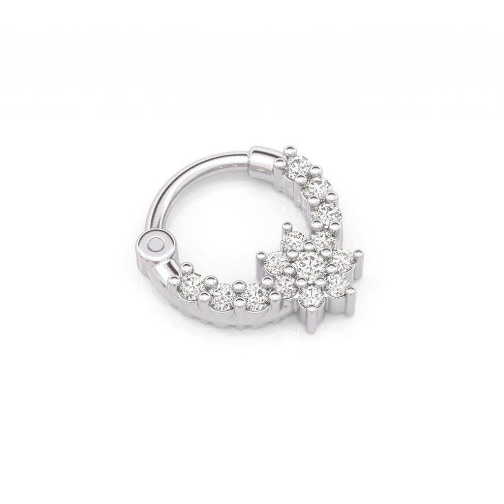 Flower Diamond Clicker Hoop Earring