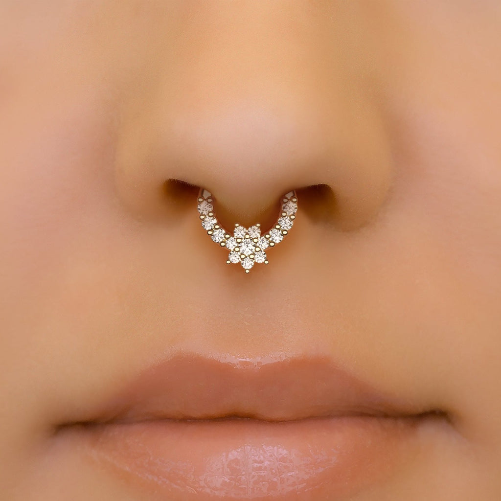 Flower Diamond Clicker Hoop Earring