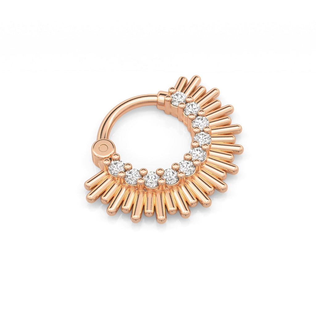 Sunburst Diamond Clicker Hoop Earring