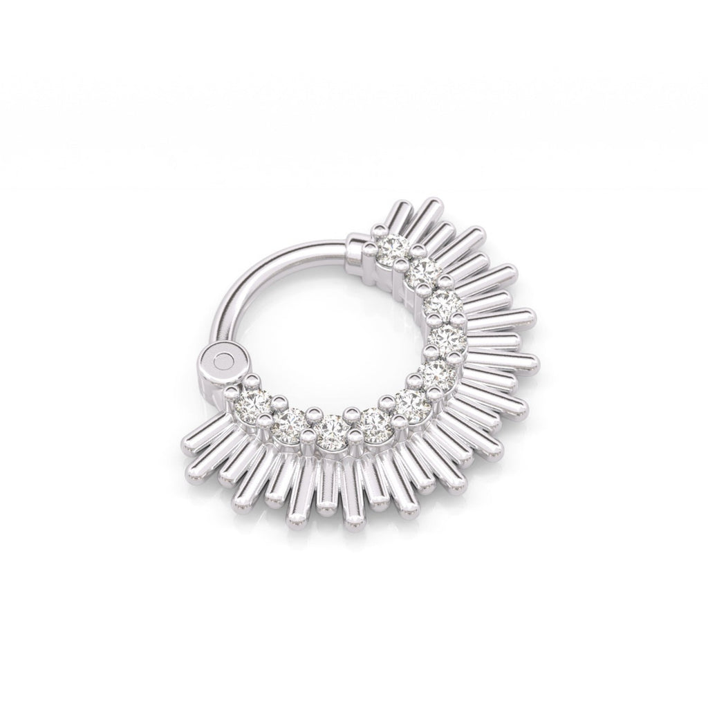 Sunburst Diamond Clicker Hoop Earring