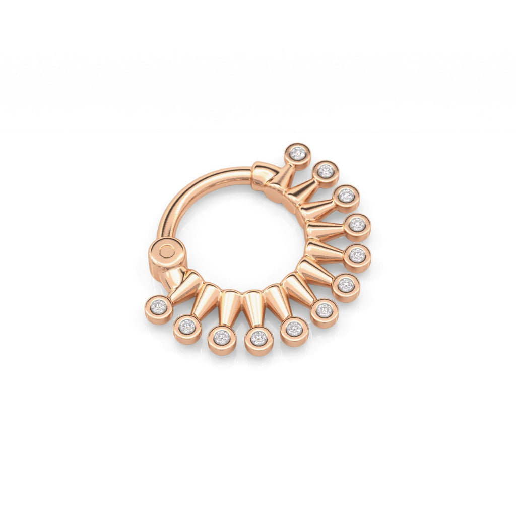 Bezel Diamond Clicker Hoop Earring