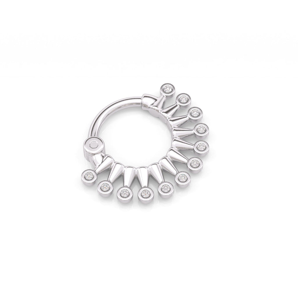 Bezel Diamond Clicker Hoop Earring