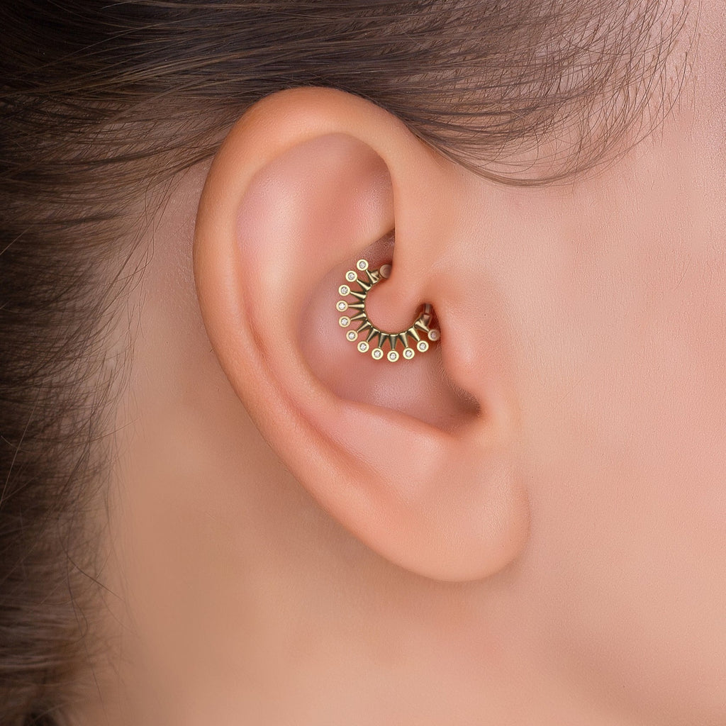 Bezel Diamond Clicker Hoop Earring