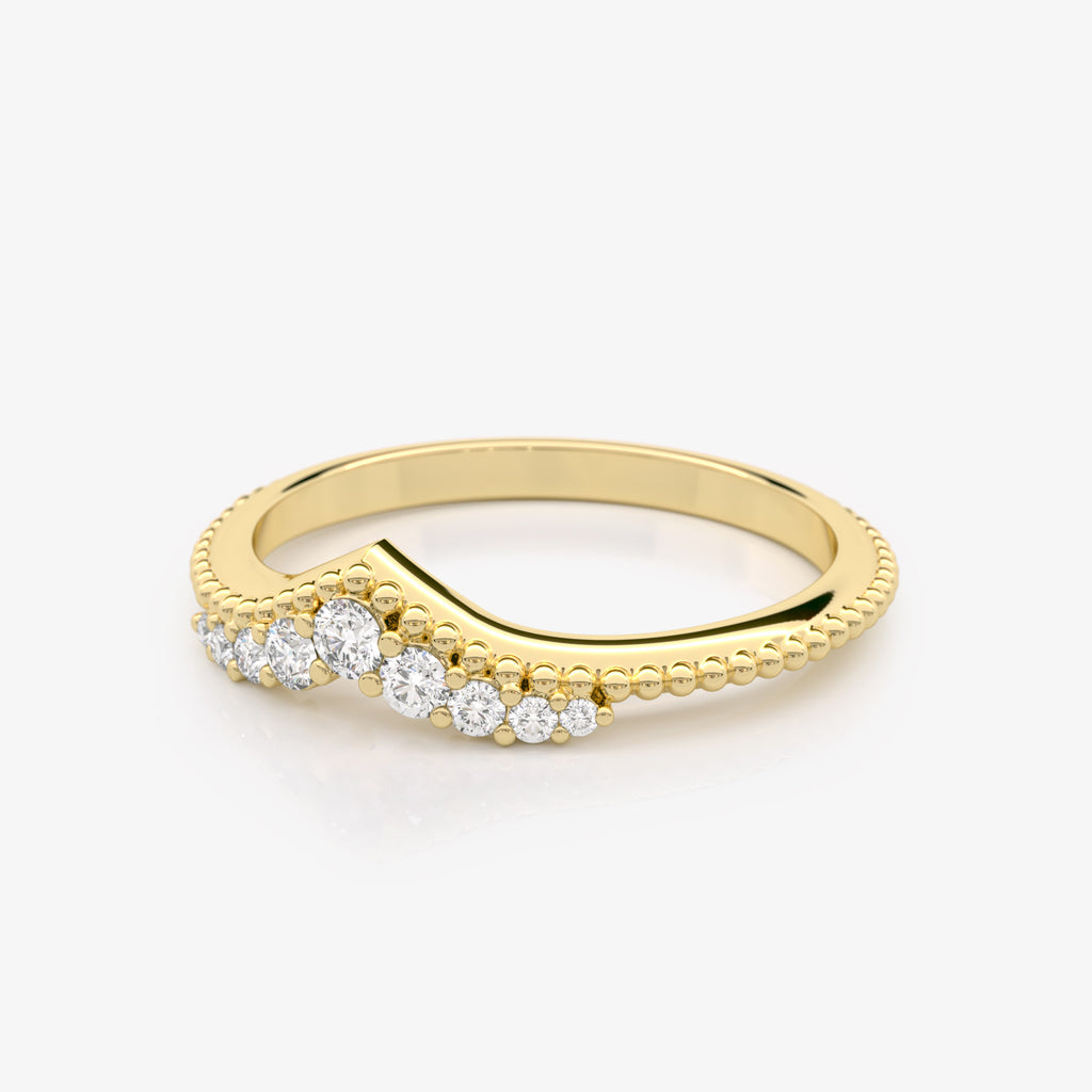 Diamond Granulated Chevron Ring