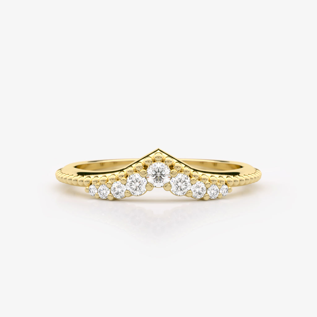 Diamond Granulated Chevron Ring