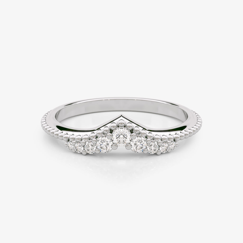 Diamond Granulated Chevron Ring