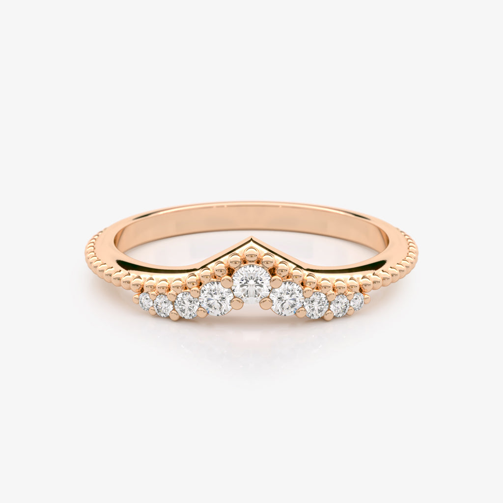 Diamond Granulated Chevron Ring