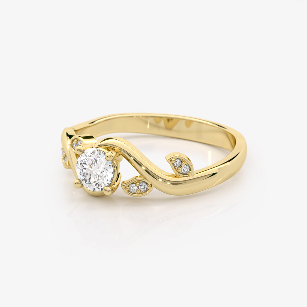 Lab Grown Diamond Leaf Engagement Ring