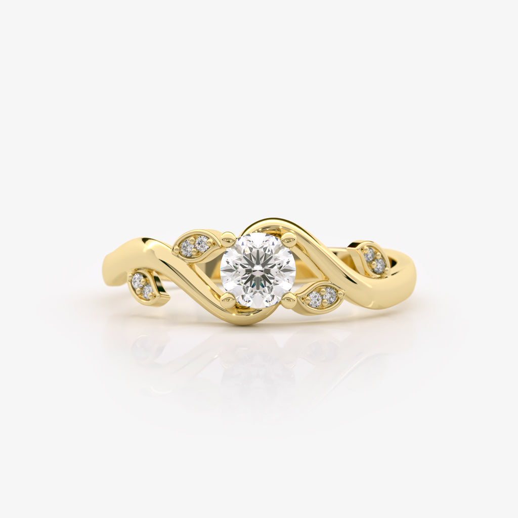 Lab Grown Diamond Leaf Engagement Ring