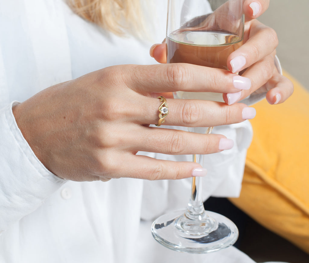 Lab Grown Diamond Leaf Engagement Ring