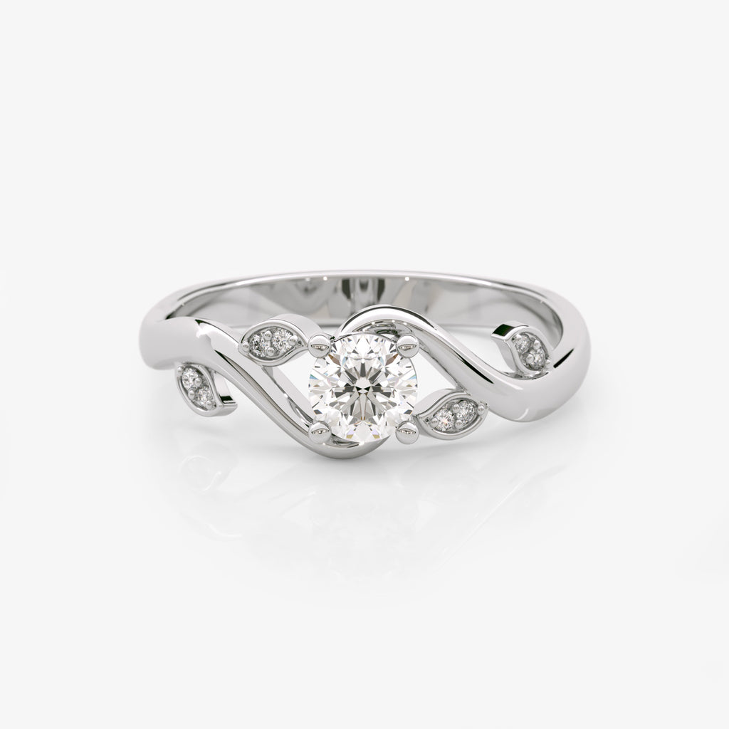 Genuine Diamond Leaf Engagement Ring