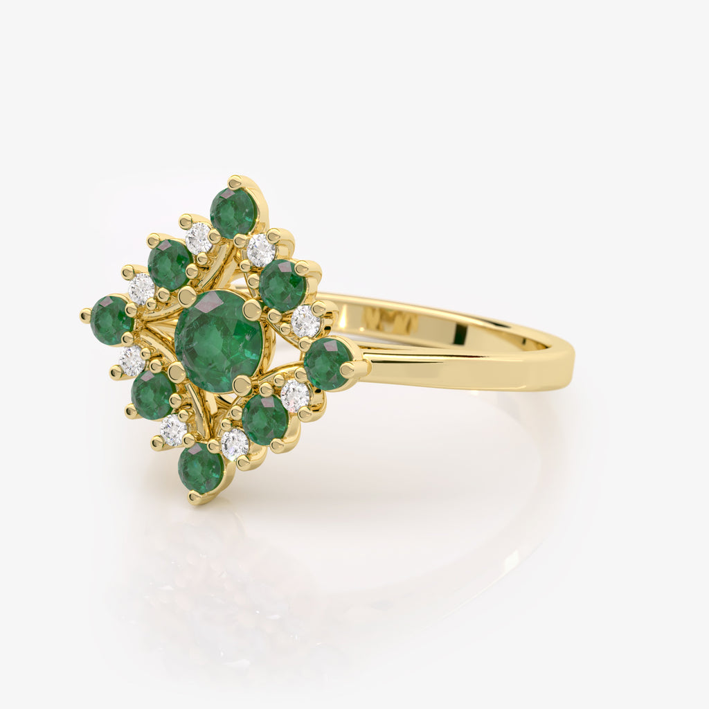 Emerald Diamond Rhombus Ring