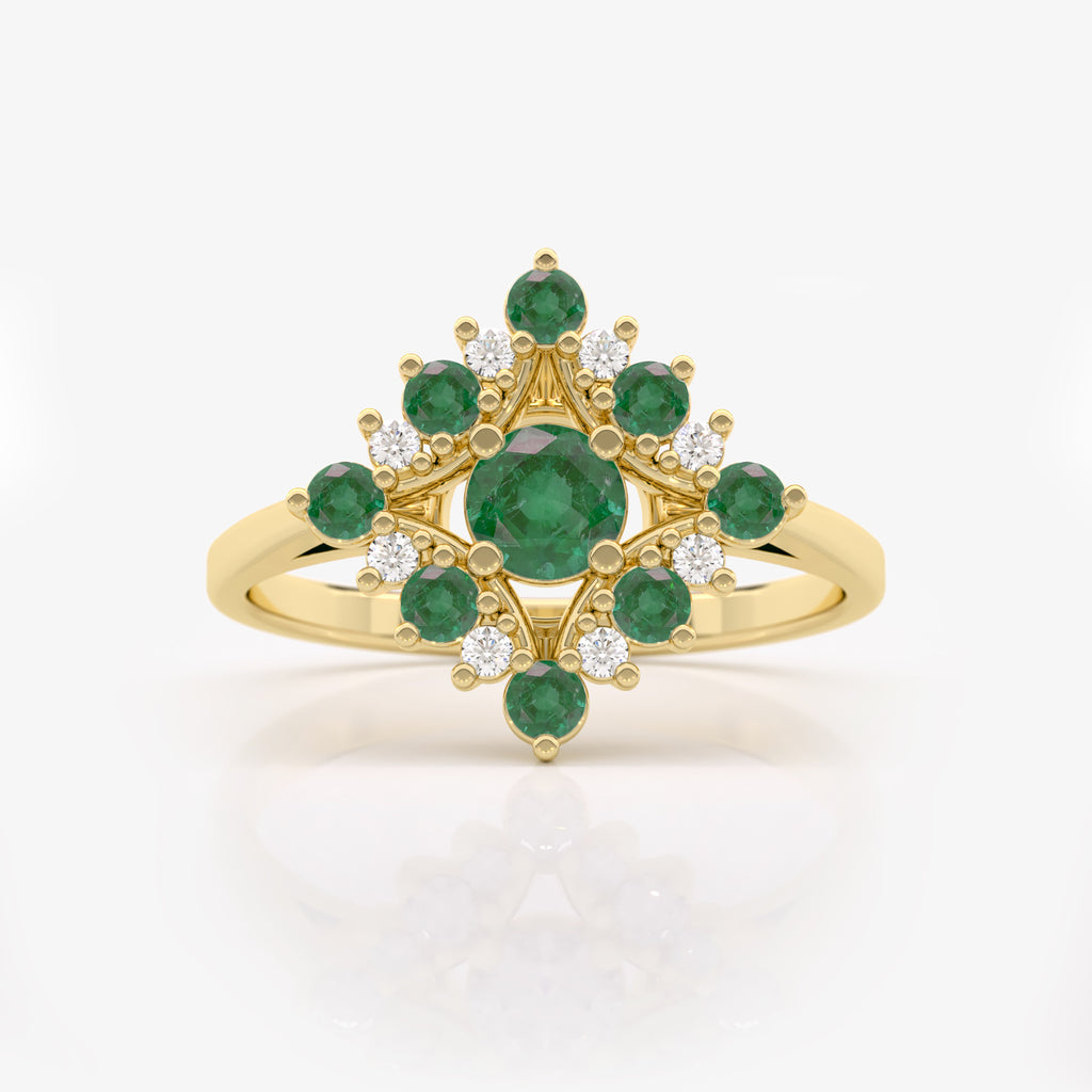 Emerald Diamond Rhombus Ring