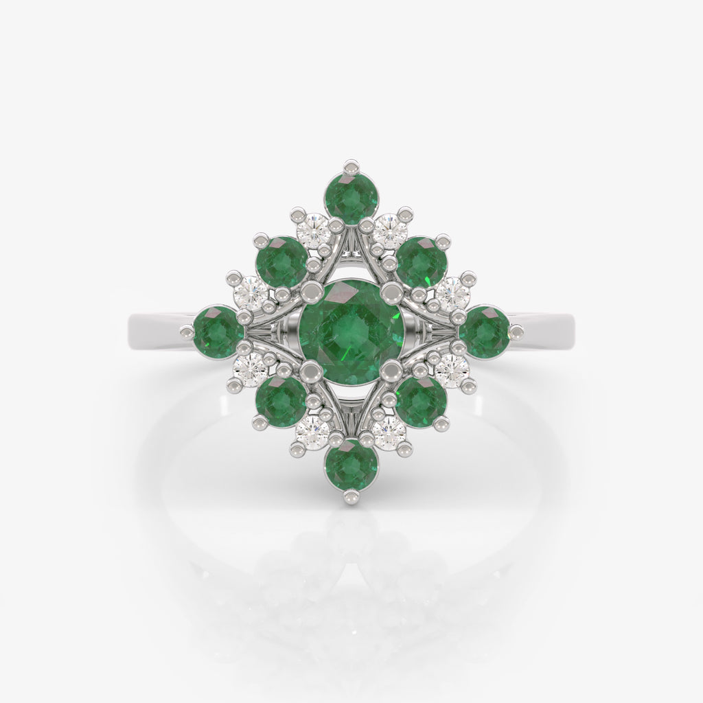 Emerald Diamond Rhombus Ring