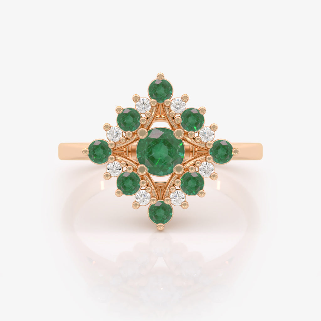 Emerald Diamond Rhombus Ring