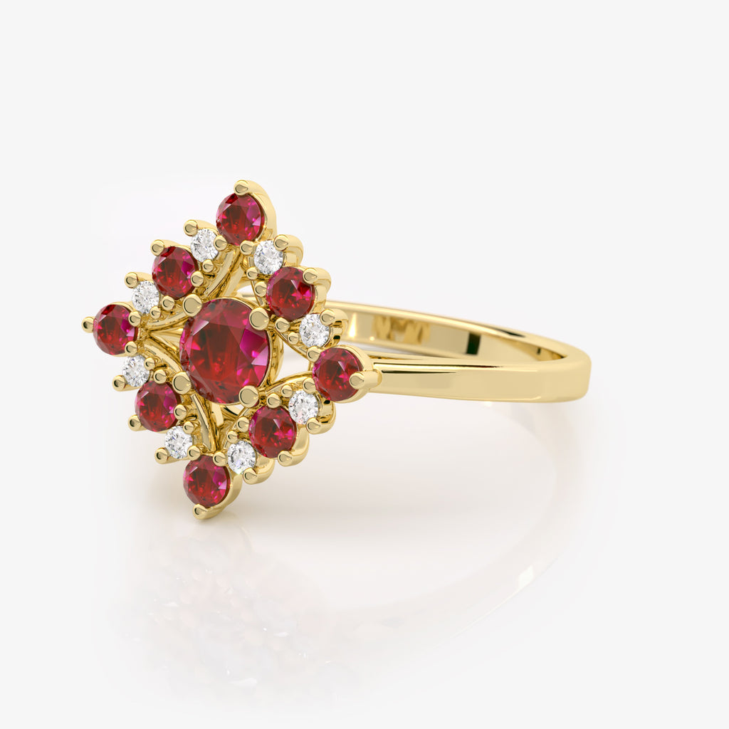 Ruby Diamond Rhombus Ring