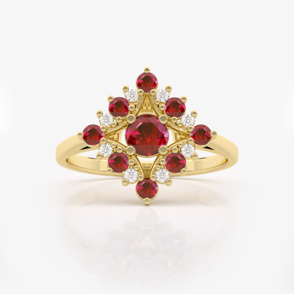 Ruby Diamond Rhombus Ring