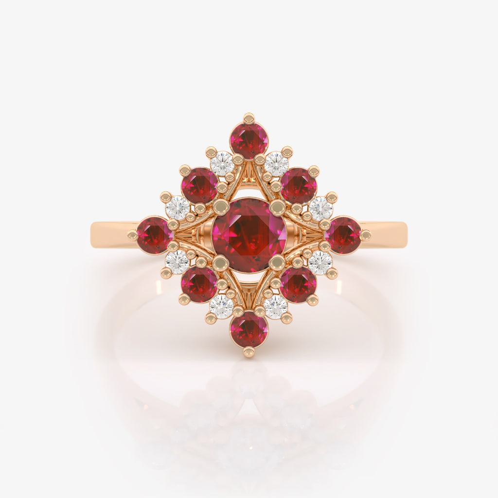 Ruby Diamond Rhombus Ring