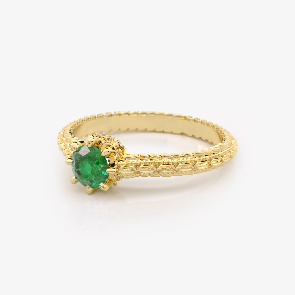 Solitaire Lab Grown Emerald Ring