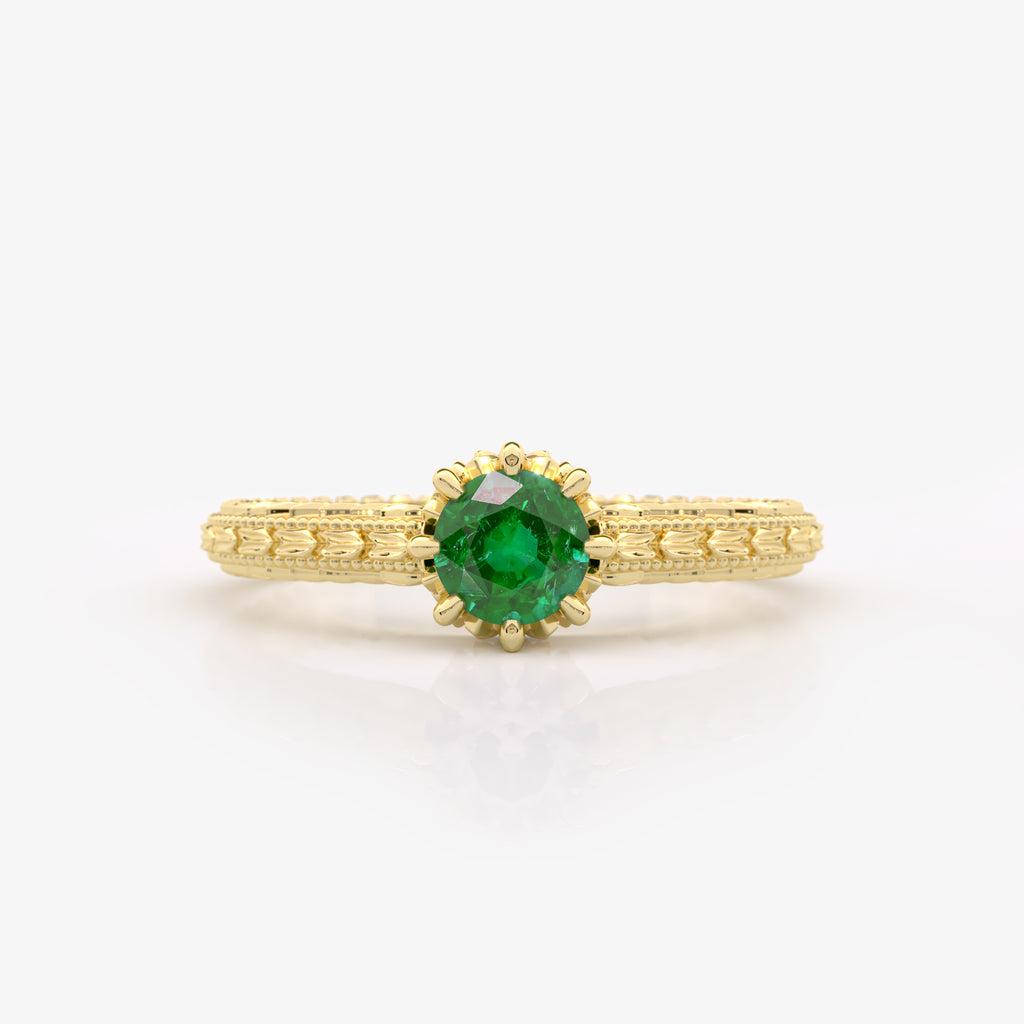 Solitaire Lab Grown Emerald Ring