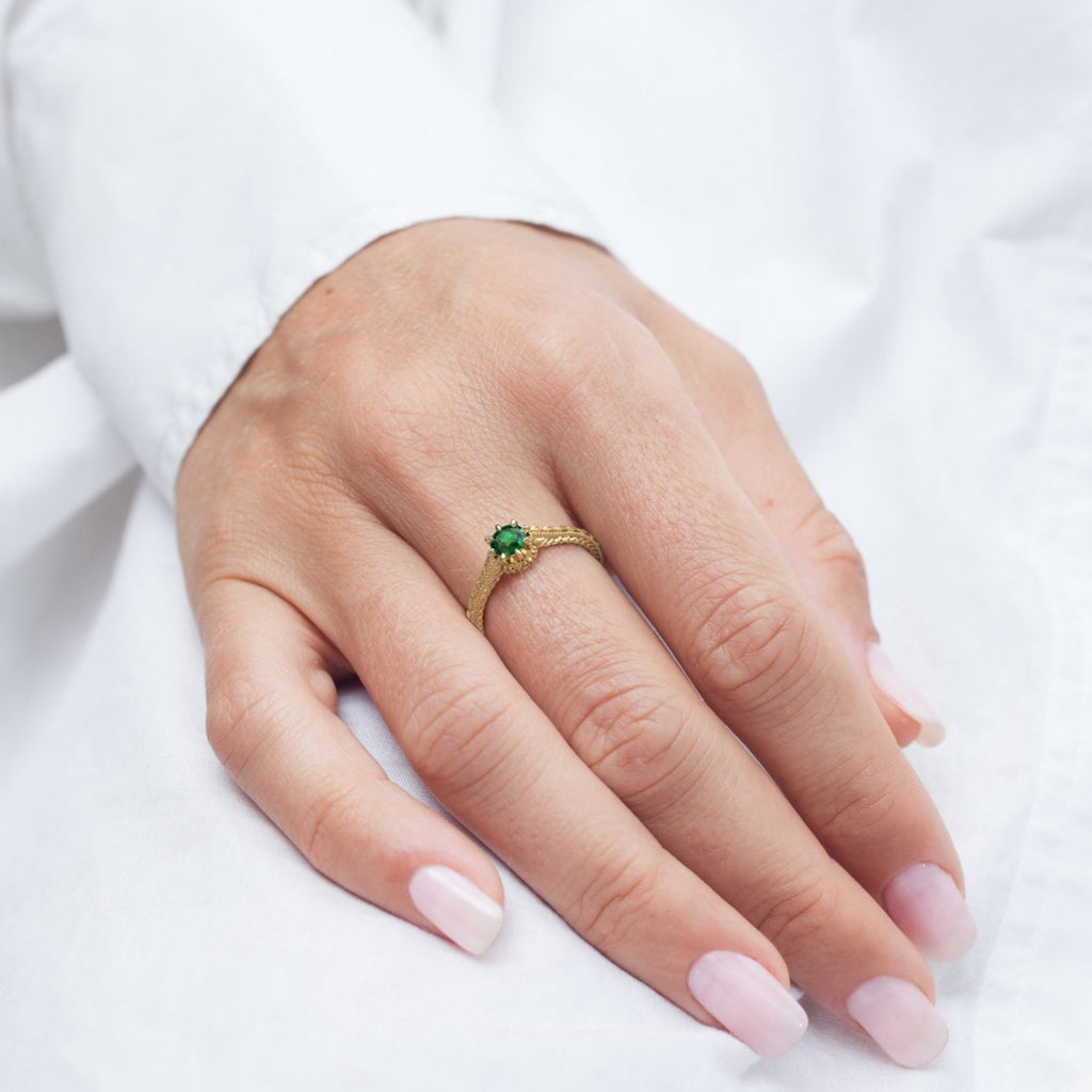 Solitaire Lab Grown Emerald Ring