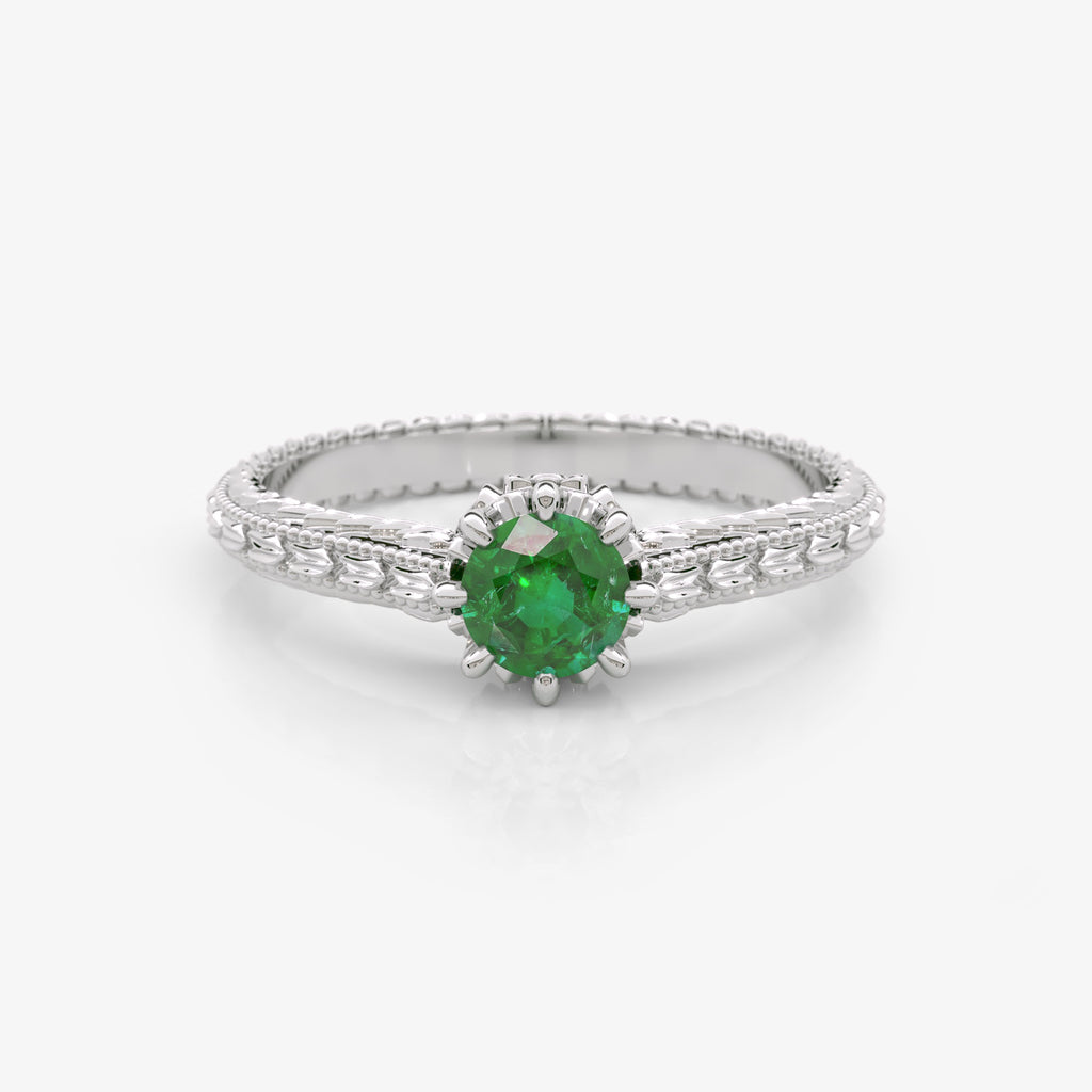 Solitaire Lab Grown Emerald Ring