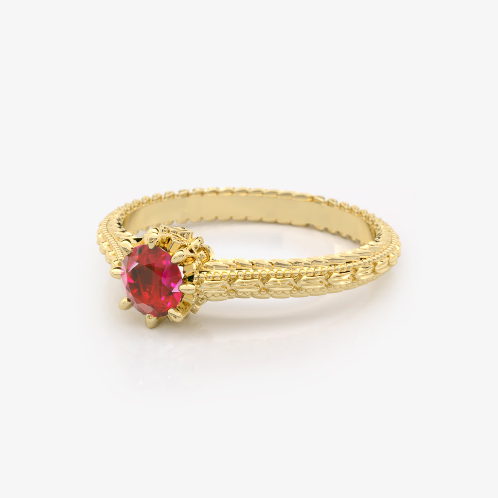 Solitaire Lab Grown Ruby Ring