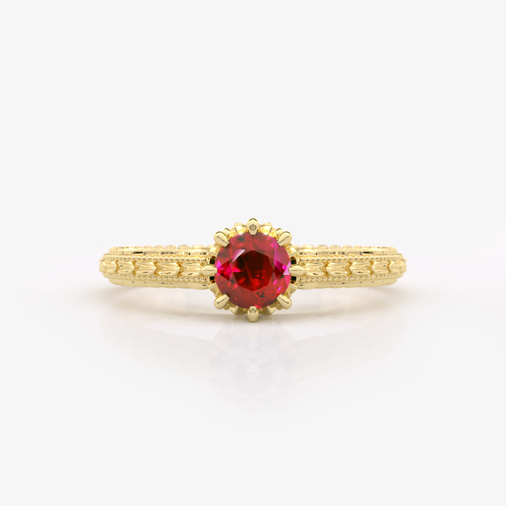 Solitaire Lab Grown Ruby Ring