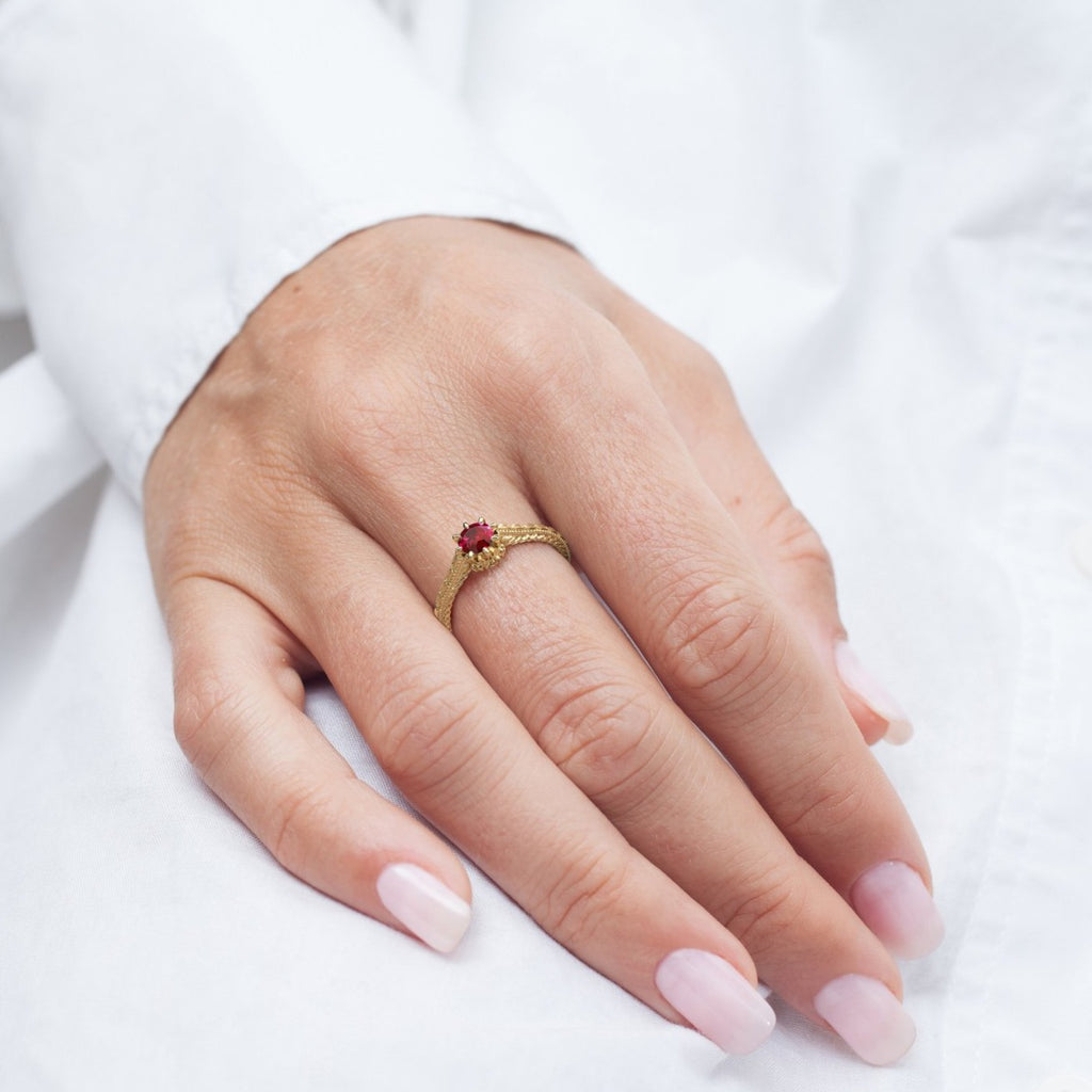 Solitaire Lab Grown Ruby Ring