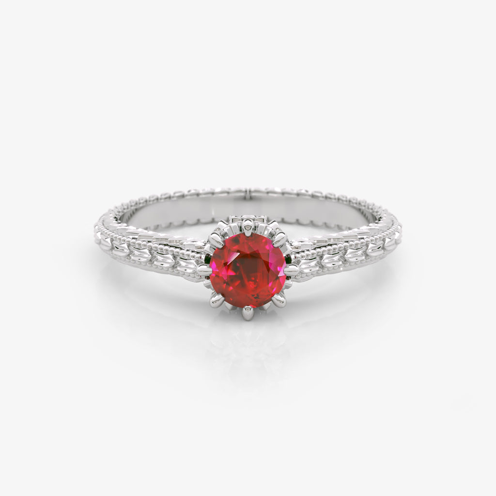 Solitaire Lab Grown Ruby Ring