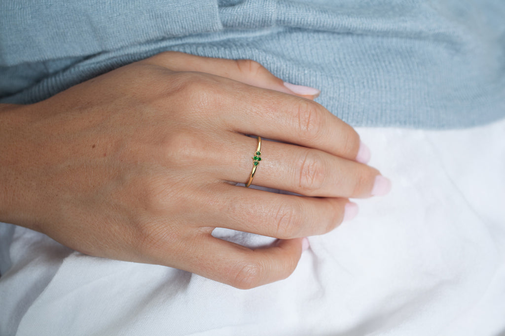 Thin Emerald Stacking Ring