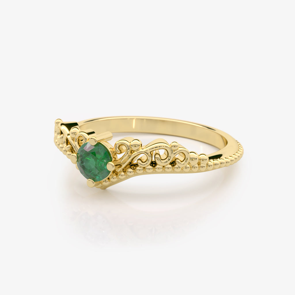 Lab Grown Emerald Chevron Ring