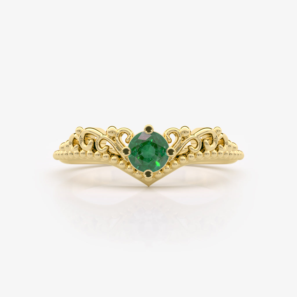 Lab Grown Emerald Chevron Ring