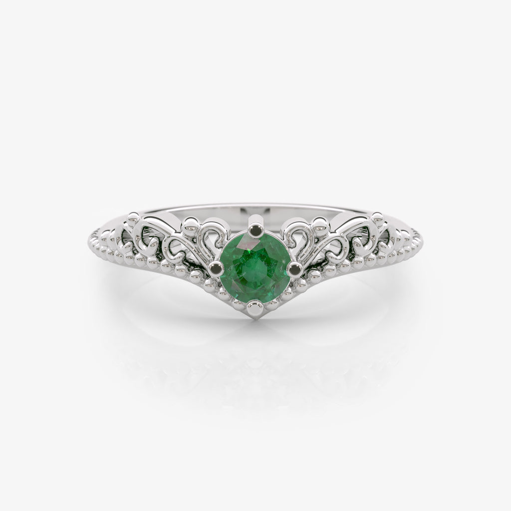 Lab Grown Emerald Chevron Ring