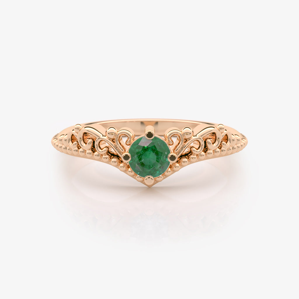 Lab Grown Emerald Chevron Ring