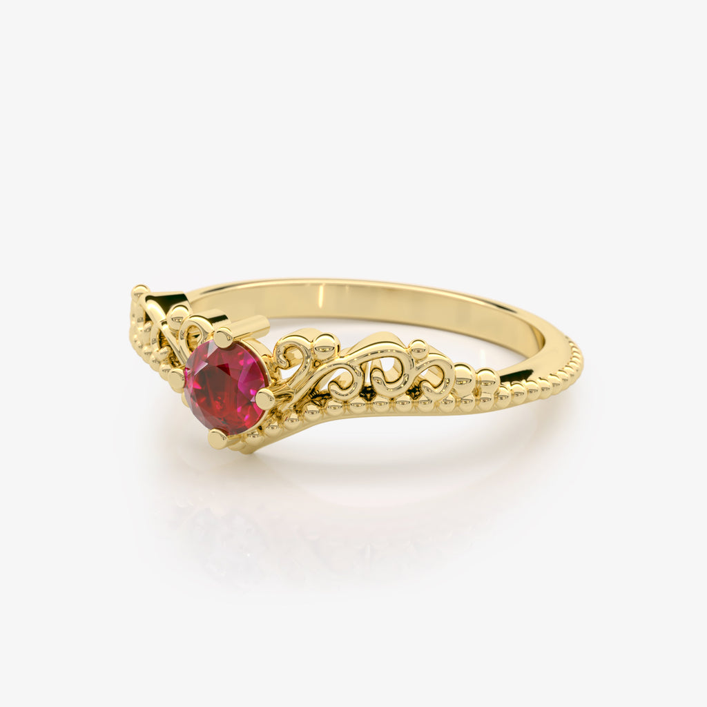 Lab Grown Ruby Chevron Ring